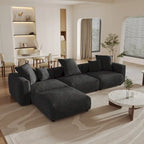 141,73  Cord-Sofa, groß, umkehrbar, modular, L-Form mit Ottomane und Kissen