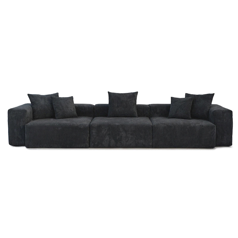 141,73  Cord-Sofa, groß, umkehrbar, modular, L-Form mit Ottomane und Kissen