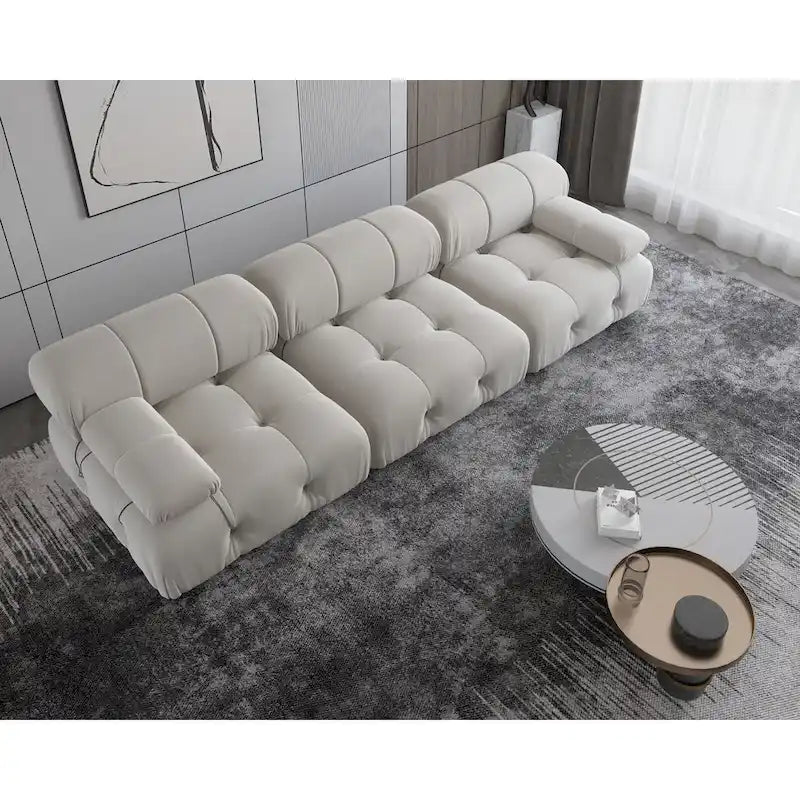 Modernes Modulsofa mit Samtbezug, Beige
