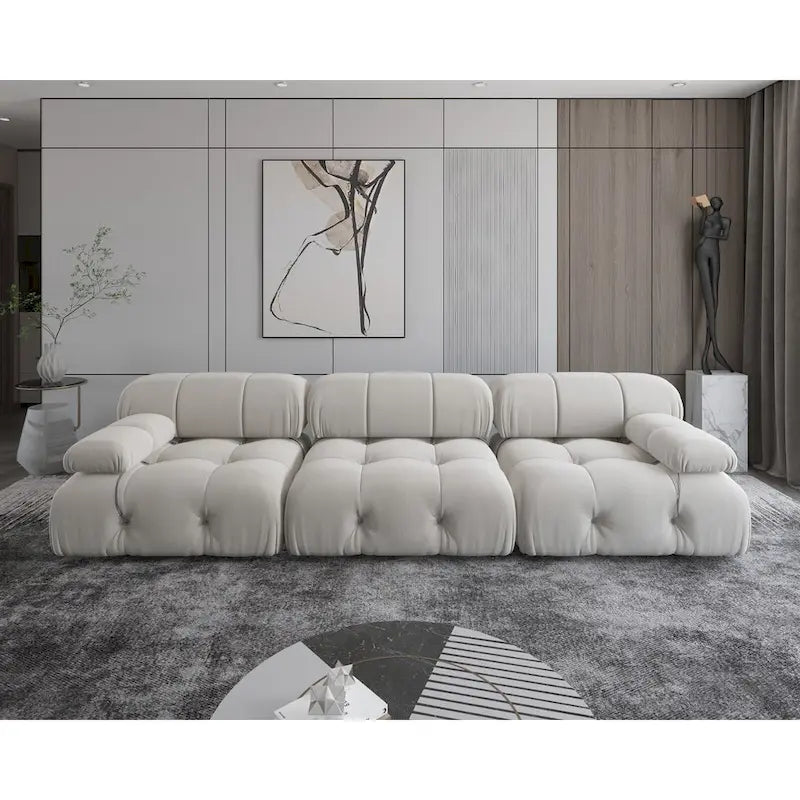 Modernes Modulsofa mit Samtbezug, Beige
