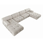 Modernes Modulsofa mit Samtbezug, Beige