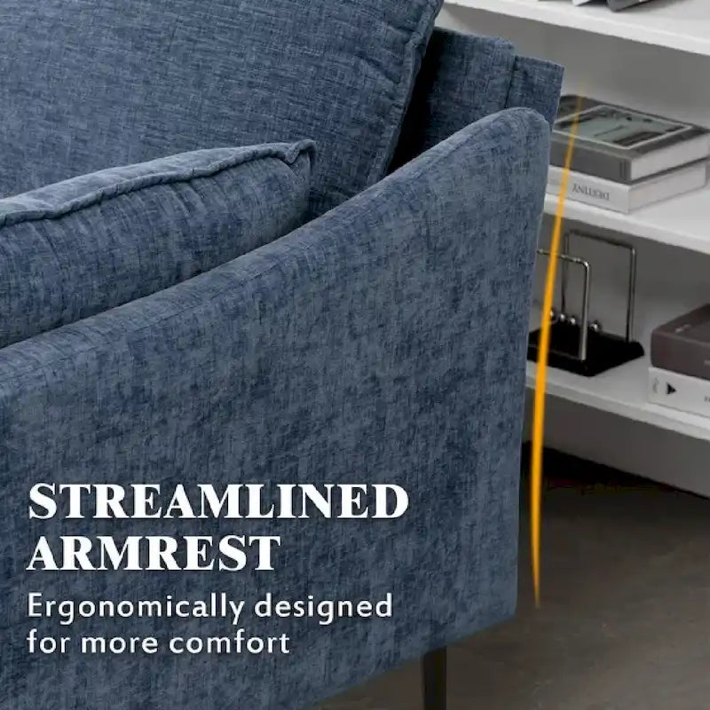 EROMMY U-förmiges Sectional Sofa für 6 Personen, umwandelbares Schlafsofa im modernen Chenille-Design, mit Récamiere und Ottomane