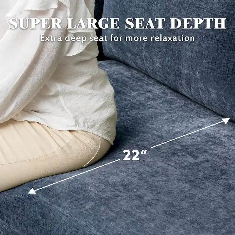 EROMMY U-förmiges Sectional Sofa für 6 Personen, umwandelbares Schlafsofa im modernen Chenille-Design, mit Récamiere und Ottomane