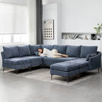EROMMY U-förmiges Sectional Sofa für 6 Personen, umwandelbares Schlafsofa im modernen Chenille-Design, mit Récamiere und Ottomane