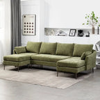 EROMMY U-förmiges Sectional Sofa für 6 Personen, umwandelbares Schlafsofa im modernen Chenille-Design, mit Récamiere und Ottomane