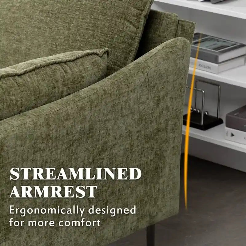 EROMMY U-förmiges Sectional Sofa für 6 Personen, umwandelbares Schlafsofa im modernen Chenille-Design, mit Récamiere und Ottomane