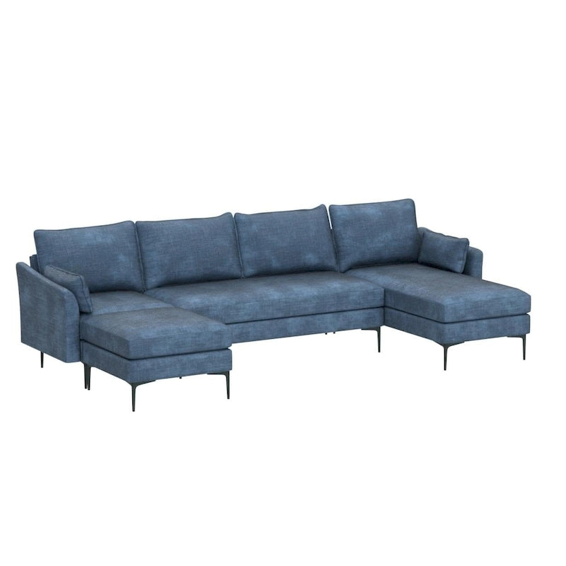 EROMMY U-förmiges Sectional Sofa für 6 Personen, umwandelbares Schlafsofa im modernen Chenille-Design, mit Récamiere und Ottomane