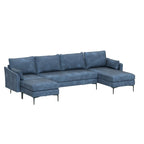 EROMMY U-förmiges Sectional Sofa für 6 Personen, umwandelbares Schlafsofa im modernen Chenille-Design, mit Récamiere und Ottomane