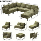 EROMMY U-förmiges Sectional Sofa für 6 Personen, umwandelbares Schlafsofa im modernen Chenille-Design, mit Récamiere und Ottomane