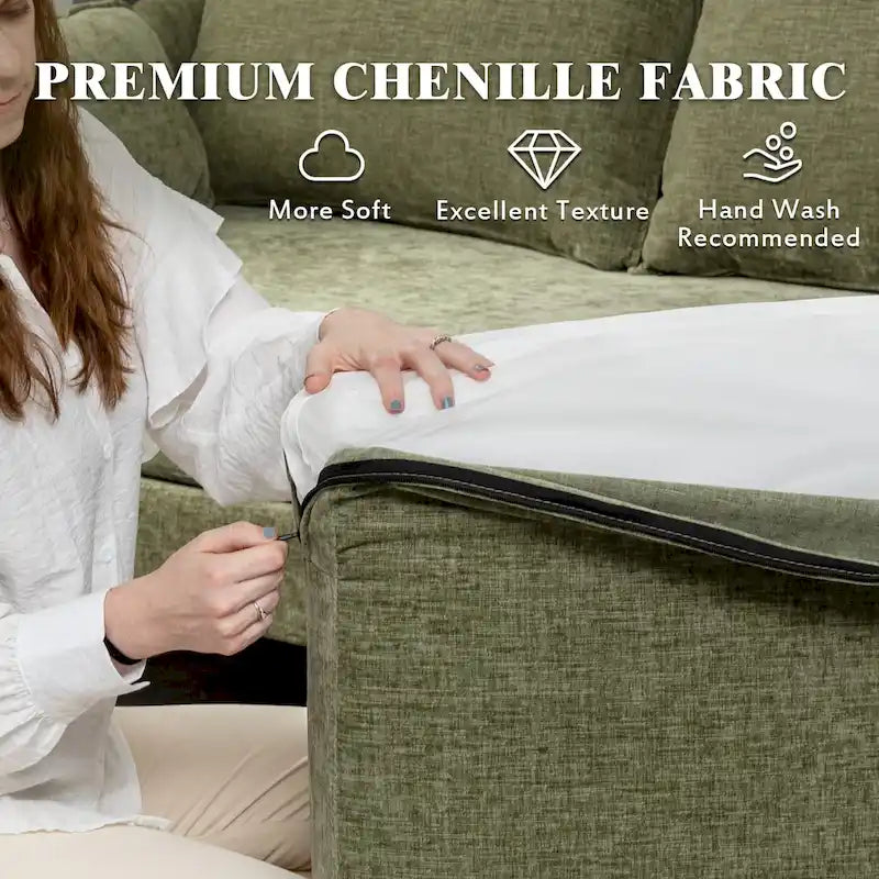 EROMMY U-förmiges Sectional Sofa für 6 Personen, umwandelbares Schlafsofa im modernen Chenille-Design, mit Récamiere und Ottomane