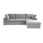 L-förmiges Leinen-Ecksofa Polstersofa mit mehreren Kissen und Stauraum-Ottomane