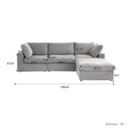 L-förmiges Leinen-Ecksofa Polstersofa mit mehreren Kissen und Stauraum-Ottomane