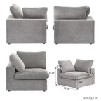 L-förmiges Leinen-Ecksofa Polstersofa mit mehreren Kissen und Stauraum-Ottomane