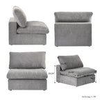 L-förmiges Leinen-Ecksofa Polstersofa mit mehreren Kissen und Stauraum-Ottomane