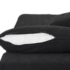 L-förmiges Leinen-Ecksofa Polstersofa mit mehreren Kissen und Stauraum-Ottomane