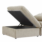 L-förmiges Leinen-Ecksofa Polstersofa mit mehreren Kissen und Stauraum-Ottomane
