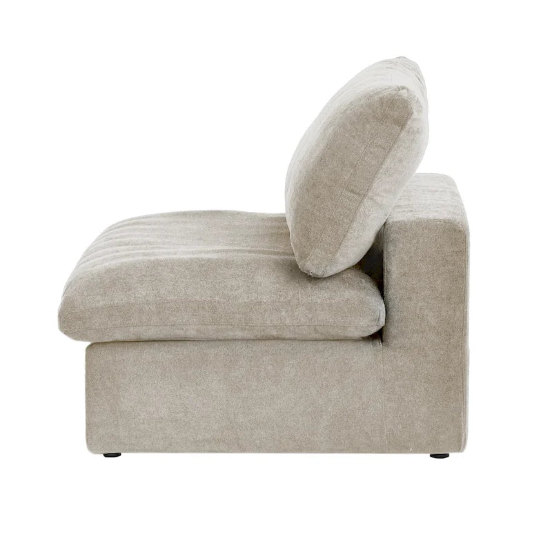 L-förmiges Leinen-Ecksofa Polstersofa mit mehreren Kissen und Stauraum-Ottomane