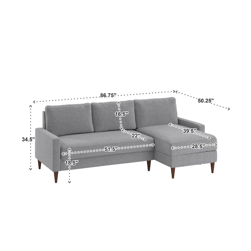 Parker Verwandlungssofa mit Chaiselongue mit Stauraum (rechtsseitig) von iNSPIRE Q Modern