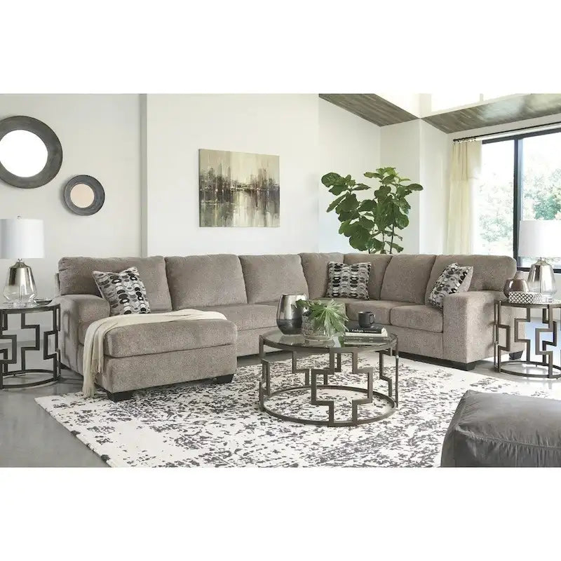 Ballinasloe 3-teiliges Ecksofa mit Recamiere links – Platin
