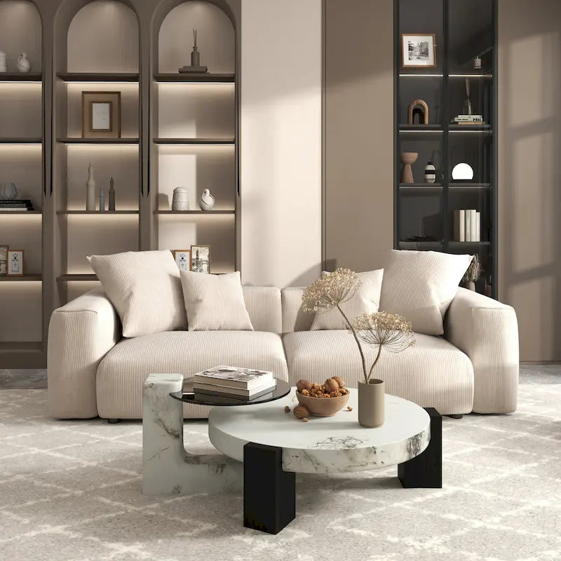 102 Übergroßes Cord-Sofa Modernes Breites Sofa