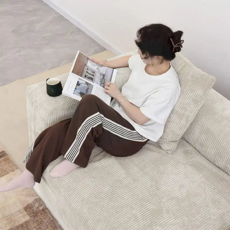 102 Übergroßes Cord-Sofa Modernes Breites Sofa
