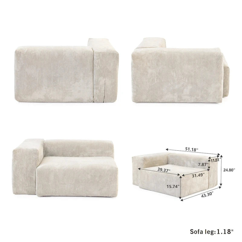 102 Übergroßes Cord-Sofa Modernes Breites Sofa