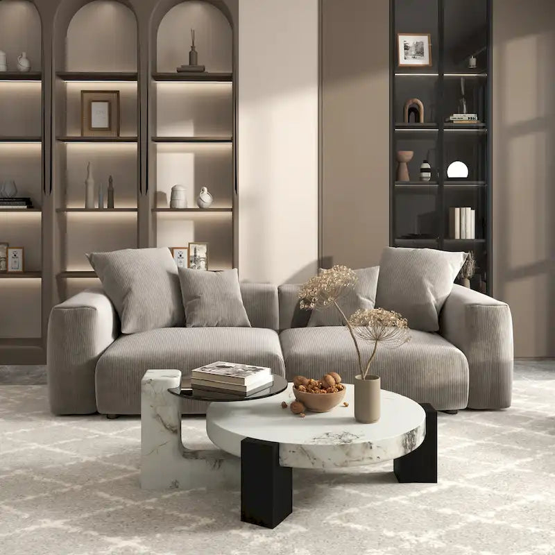 102 Übergroßes Cord-Sofa Modernes Breites Sofa