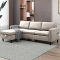 Mixoy umwandelbares L-förmiges 3-Sitzer-Sofa mit Stauraum-Ottomane, umlegbare Récamiere – 218 cm x 71 cm x 78 cm