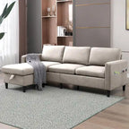Mixoy umwandelbares L-förmiges 3-Sitzer-Sofa mit Stauraum-Ottomane, umlegbare Récamiere – 218 cm x 71 cm x 78 cm