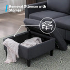 Mixoy umwandelbares L-förmiges 3-Sitzer-Sofa mit Stauraum-Ottomane, umlegbare Récamiere – 218 cm x 71 cm x 78 cm