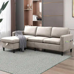 Mixoy umwandelbares L-förmiges 3-Sitzer-Sofa mit Stauraum-Ottomane, umlegbare Récamiere – 218 cm x 71 cm x 78 cm