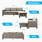 Mixoy umwandelbares L-förmiges 3-Sitzer-Sofa mit Stauraum-Ottomane, umlegbare Récamiere – 218 cm x 71 cm x 78 cm