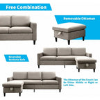 Mixoy umwandelbares L-förmiges 3-Sitzer-Sofa mit Stauraum-Ottomane, umlegbare Récamiere – 218 cm x 71 cm x 78 cm
