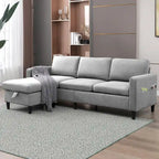 Mixoy umwandelbares L-förmiges 3-Sitzer-Sofa mit Stauraum-Ottomane, umlegbare Récamiere – 218 cm x 71 cm x 78 cm