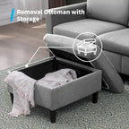 Mixoy umwandelbares L-förmiges 3-Sitzer-Sofa mit Stauraum-Ottomane, umlegbare Récamiere – 218 cm x 71 cm x 78 cm