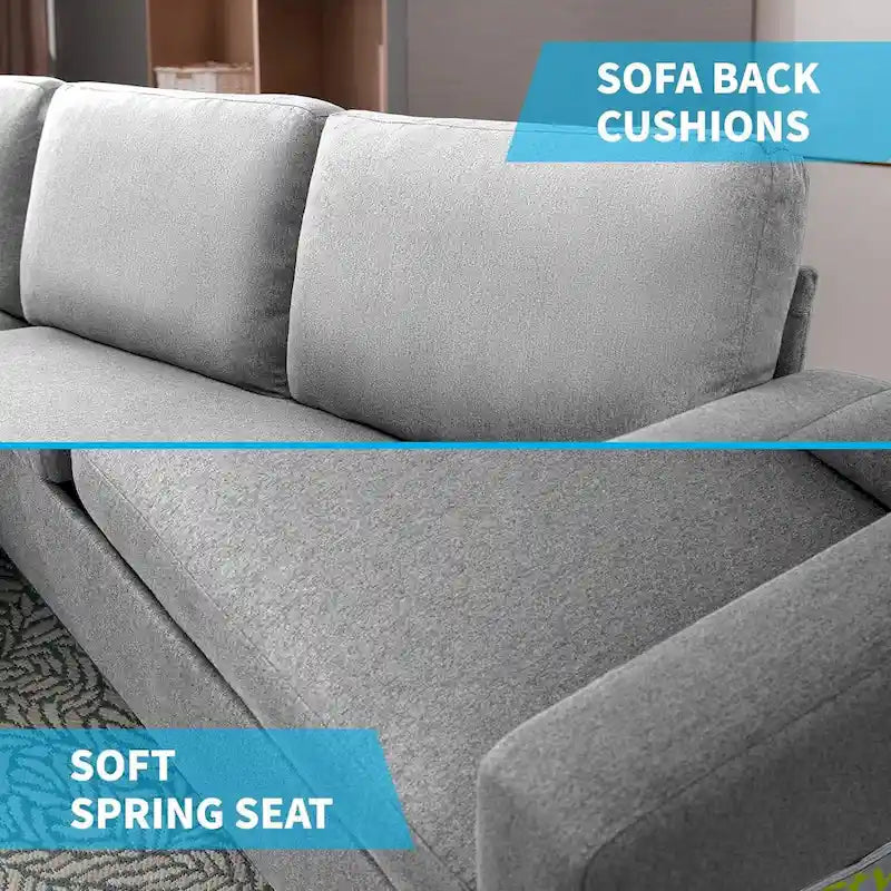 Mixoy umwandelbares L-förmiges 3-Sitzer-Sofa mit Stauraum-Ottomane, umlegbare Récamiere – 218 cm x 71 cm x 78 cm