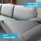 Mixoy umwandelbares L-förmiges 3-Sitzer-Sofa mit Stauraum-Ottomane, umlegbare Récamiere – 218 cm x 71 cm x 78 cm