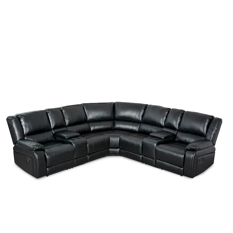 108 W Moderne, zeitgenössische 7-teilige Sektionssofa-Garnitur aus Kunstleder mit Relaxfunktion