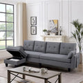 Modernes Sektionalsofa L-förmig mit Chaiselongue, Stauraum-Ottomane und Seitentaschen für das Wohnzimmer