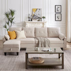 Modernes Sektionalsofa L-förmig mit Chaiselongue, Stauraum-Ottomane und Seitentaschen für das Wohnzimmer