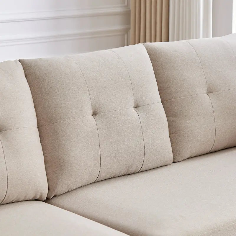 Modernes Sektionalsofa L-förmig mit Chaiselongue, Stauraum-Ottomane und Seitentaschen für das Wohnzimmer