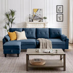 Modernes Sektionalsofa L-förmig mit Chaiselongue, Stauraum-Ottomane und Seitentaschen für das Wohnzimmer