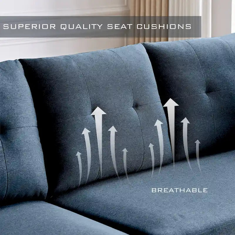 Modernes Sektionalsofa L-förmig mit Chaiselongue, Stauraum-Ottomane und Seitentaschen für das Wohnzimmer