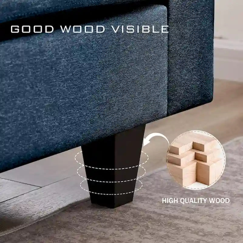 Modernes Sektionalsofa L-förmig mit Chaiselongue, Stauraum-Ottomane und Seitentaschen für das Wohnzimmer