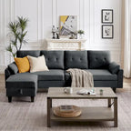 Modernes Sektionalsofa L-förmig mit Chaiselongue, Stauraum-Ottomane und Seitentaschen für das Wohnzimmer