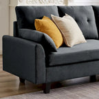 Modernes Sektionalsofa L-förmig mit Chaiselongue, Stauraum-Ottomane und Seitentaschen für das Wohnzimmer