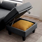 Modernes Sektionalsofa L-förmig mit Chaiselongue, Stauraum-Ottomane und Seitentaschen für das Wohnzimmer