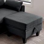 Modernes Sektionalsofa L-förmig mit Chaiselongue, Stauraum-Ottomane und Seitentaschen für das Wohnzimmer