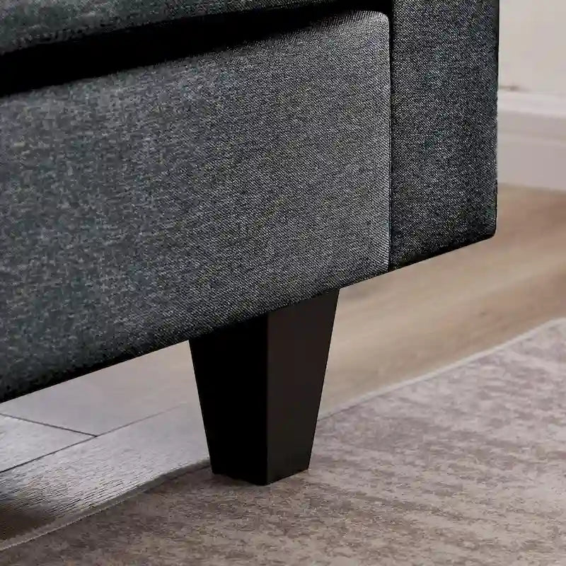 Modernes Sektionalsofa L-förmig mit Chaiselongue, Stauraum-Ottomane und Seitentaschen für das Wohnzimmer