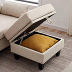Modernes Sektionalsofa L-förmig mit Chaiselongue, Stauraum-Ottomane und Seitentaschen für das Wohnzimmer